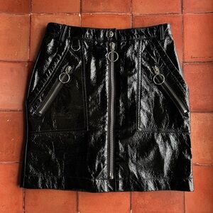 Sz 25 Stone Row By Volcom ‘True To This’ Black Pleather Skirt / Silver Hardware